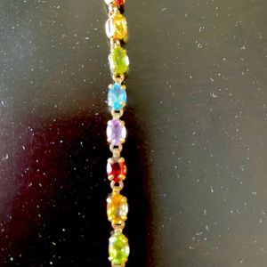 Genuine Citrine, Peridot, Amethyst,Garnet bracelet 10k